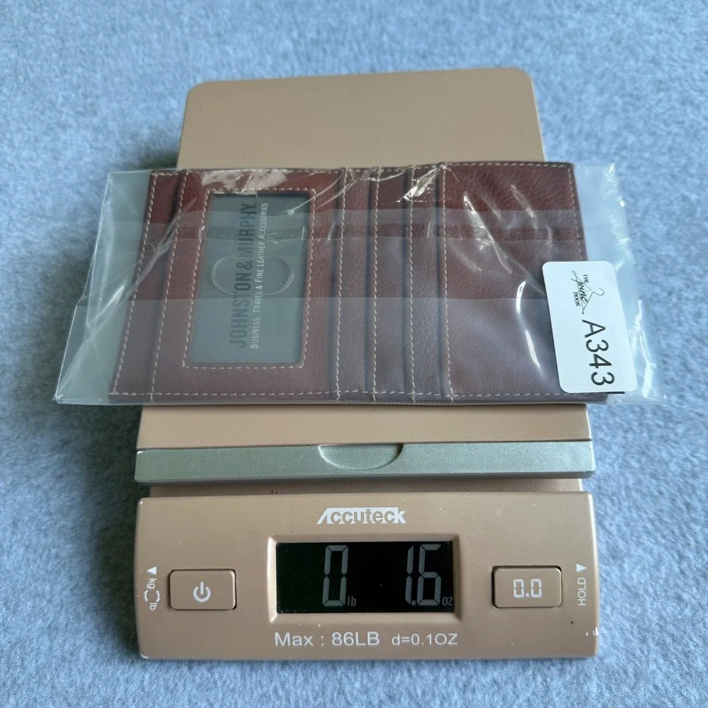 Johnston & Murphy Brown Leather Card ID‎ Case Wallet Business Travel Accessories